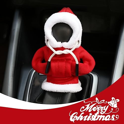 Miniatura 3 de Funda con capucha para palanca de cambios de automóvil, decoración navideña para perilla de palanca de cambios manualautomática, accesorios