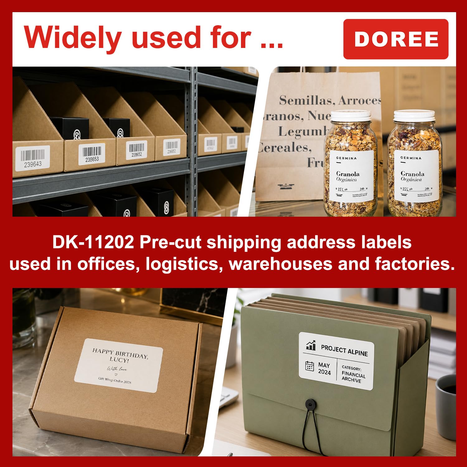 Doree 10 Rollen DK11202 62 X 100 mm Adressetiketten 300 Etiketten Pro Rolle