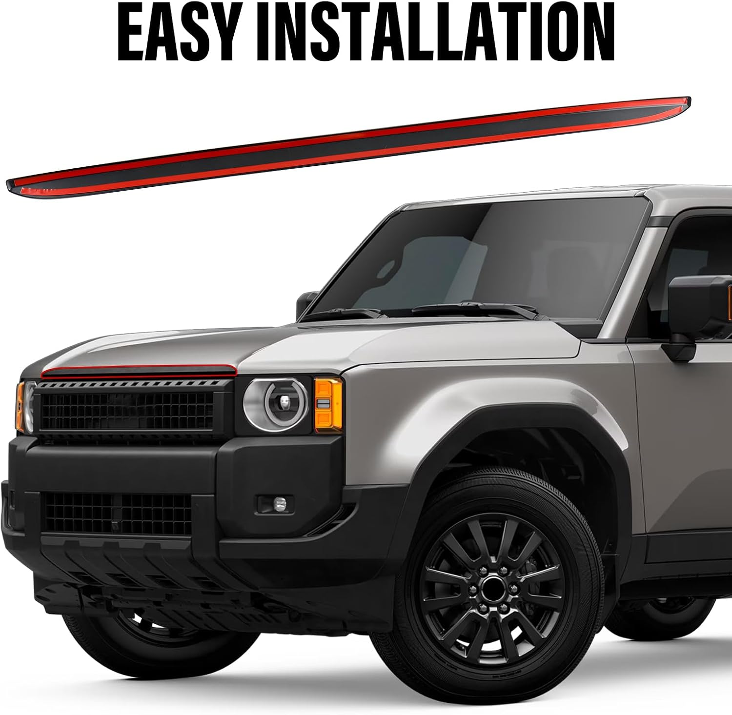 Hood Deflector Hood Protector Compatible with Toyota Land Cruiser Prado 250 J250 LC250 2024 2025 Hood Protector Bug Deflector Stone Guard(Glossy Black)