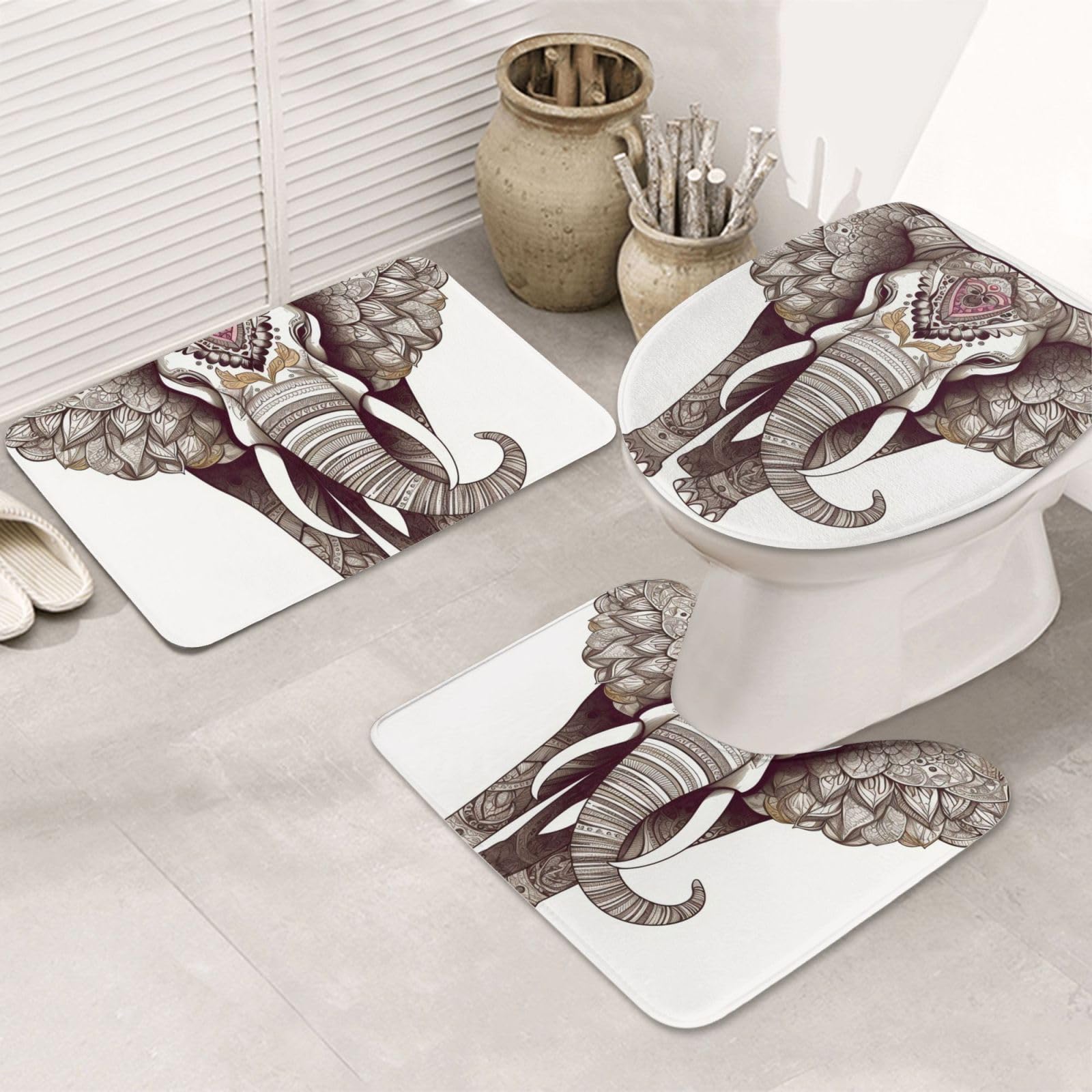 Tapis de bain absorbant Elephant Art pour éliminer l'eau au sol et les glissades