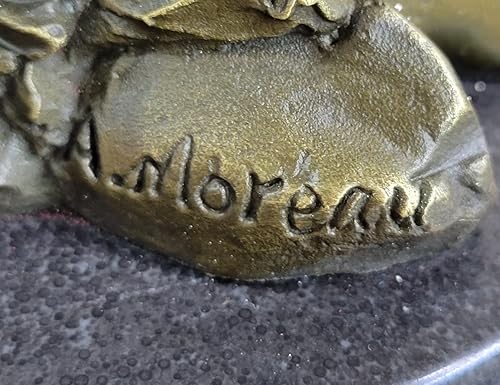 Miniatura 9 de Escultura de bronce de reproducción antigua francesa/estatua de un querubín y niña por A Moreau