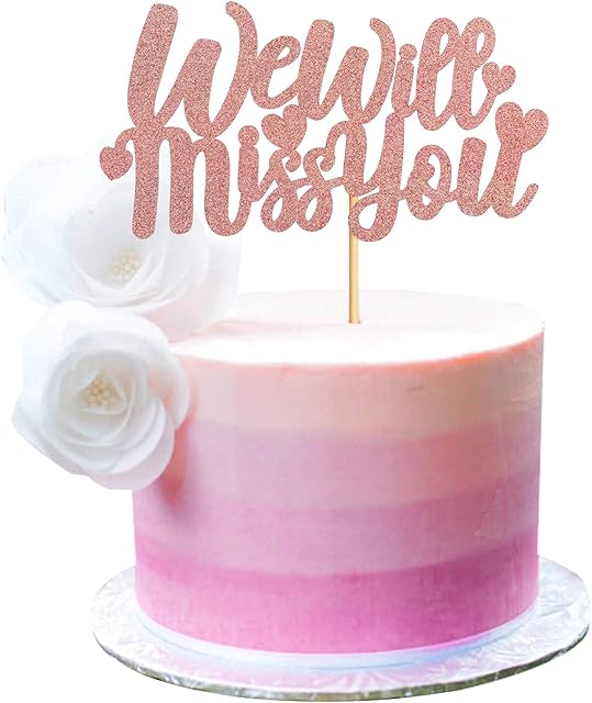 Blumomon 1Pcs Rose Gold Glitter We Will Miss You Cake Topper for Job Change Retirement Graduation Party Cake Decorations
