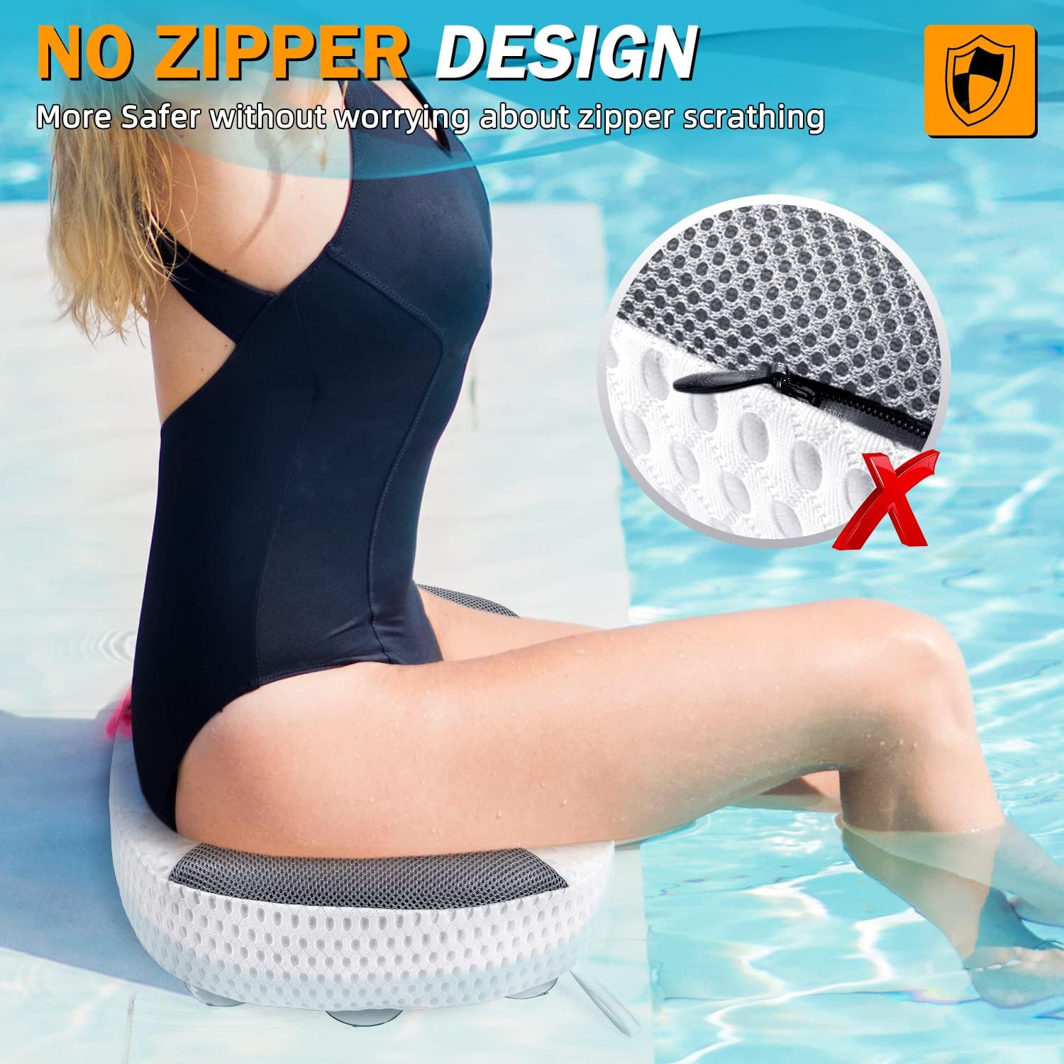 Hot Tub Booster Seat for Adults, 5D Air Mesh Hot Tub Cushion with Strong Non-Slip Suction Cups, Ergonomic Hot Tub Seats, Quick Dry Hot Tub Accessories for Adults Indoor Outdoor, No Zipper Design