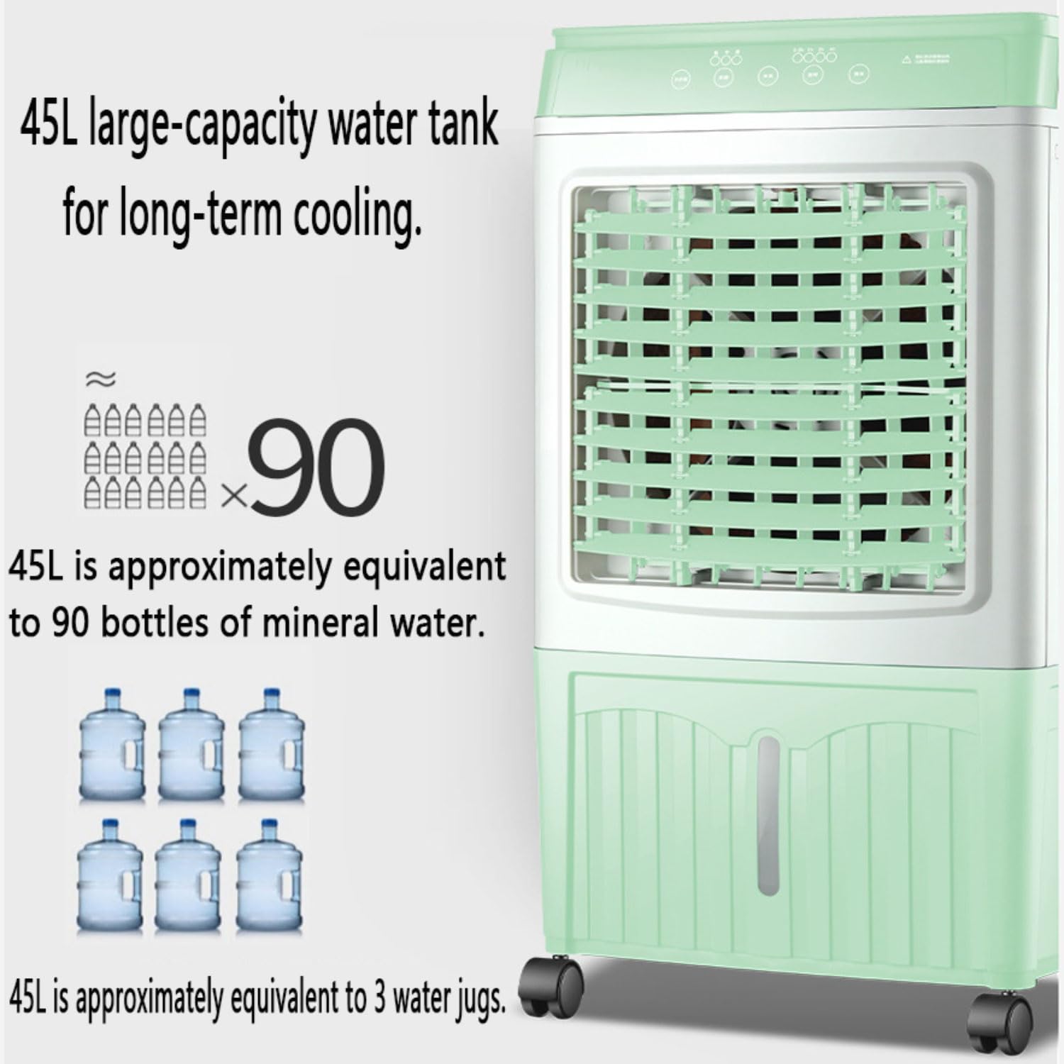 Przenośny klimatyzator mobilny 45 l z oscylacją wody 120° pilot zdalnego sterowania timer 7,5H Chłodnica wyparna Wentylator chłodzący do mieszkania