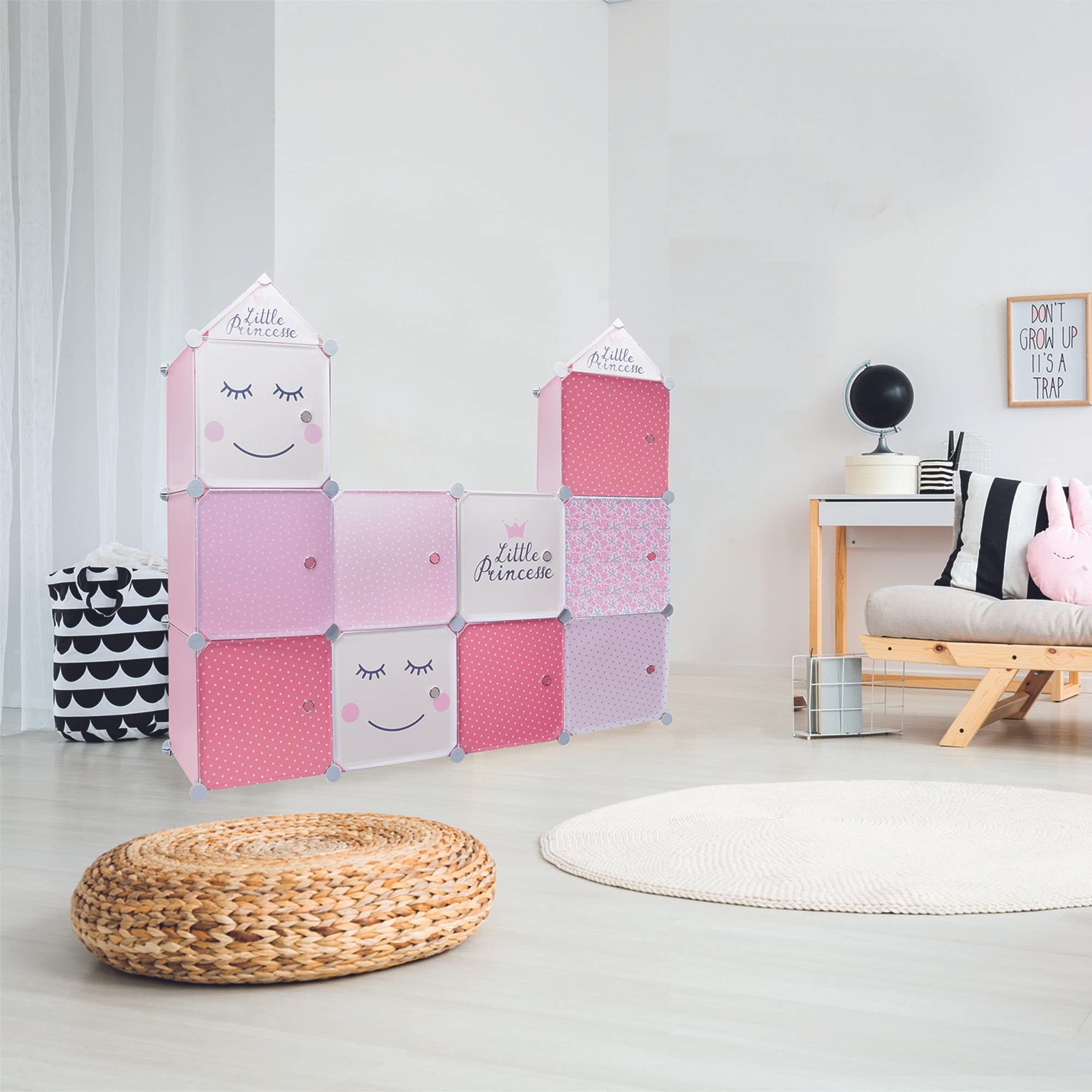 HOME DECO KIDS - Rg9220 - Rangement Armoire Modulable 3 Cubes Fille Enfant Deco Chambre Mobilier Decoration Meuble