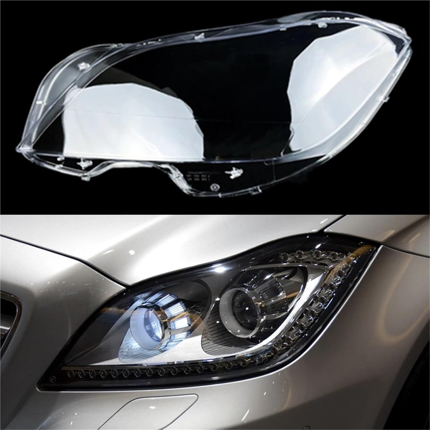 Compatible for Mercedes for Benz CLS W218 CLS260 CLS300 CLS350 CLS400 2010~2015 Car Headlight Cover Transparent Lampshade Clear Lens Shell(Left) (Right)