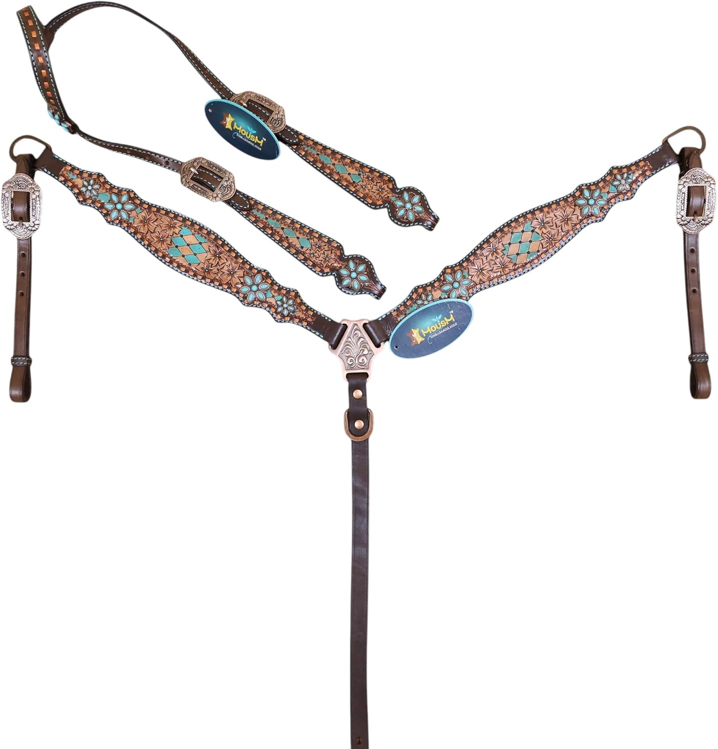 Genuine Attractive Horse Argentina Cow Leather Western Horse Bridle Breast Headstall -(Chocolate Brown)