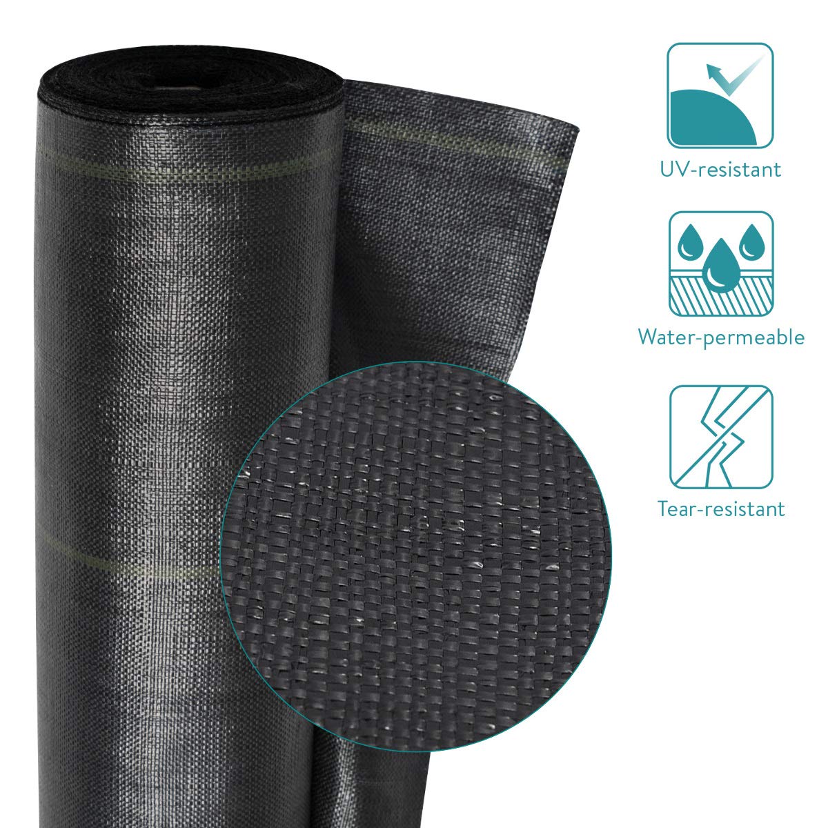 Navaris Unkrautvlies 50m² Rolle - 100g/m² UV-stabil Wasserdurchlässig Für Garten