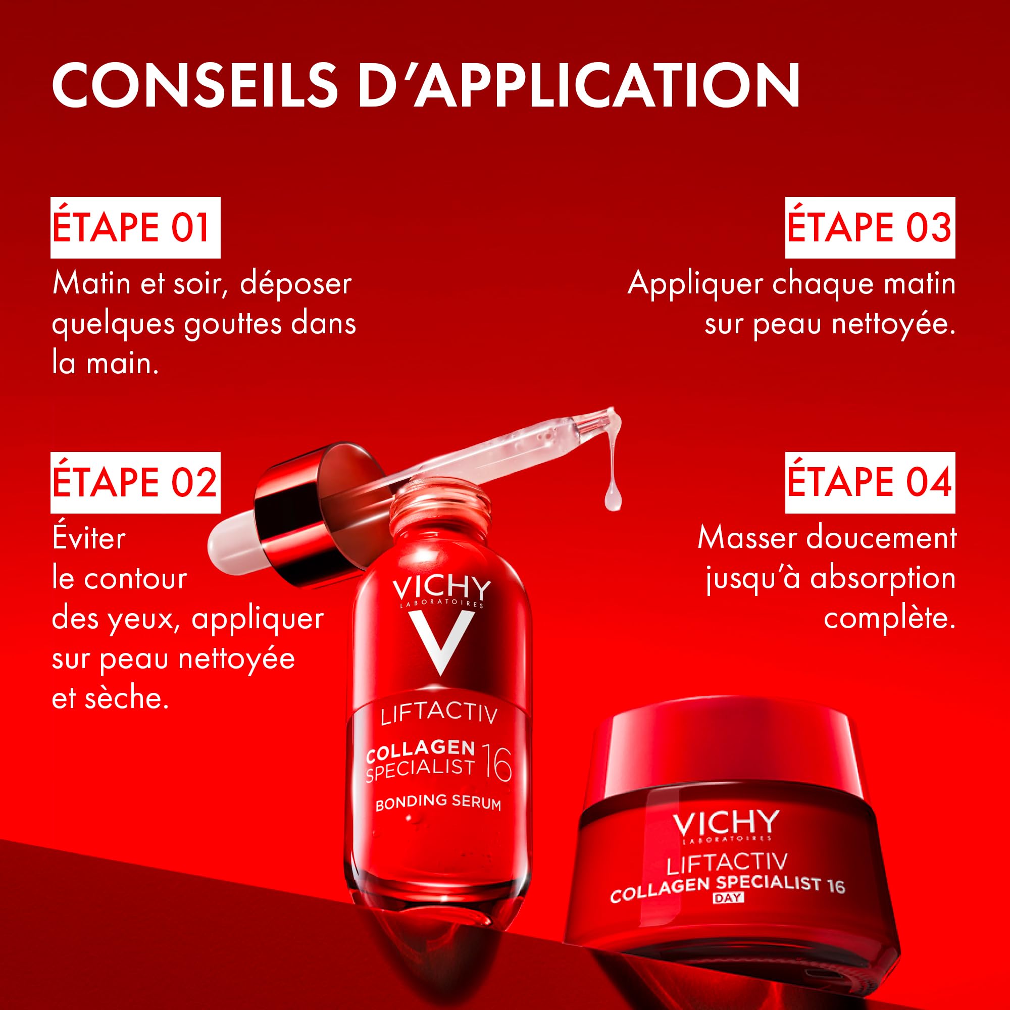 Vichy, Liftactiv Collagen Specialist 16, Crème de Jour Anti-Âge 50 ml & Sérum Visage Reconstituant Booster de Collagènes 30 ml, Anti-Rodes, Peau Raffermie, Lot de 2 Produits