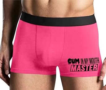 Knaughty Knickers Cum in My Mouth Master Dominant Submissive Play Cumslut Pink Mens Boxer Brief Adult Fun Design