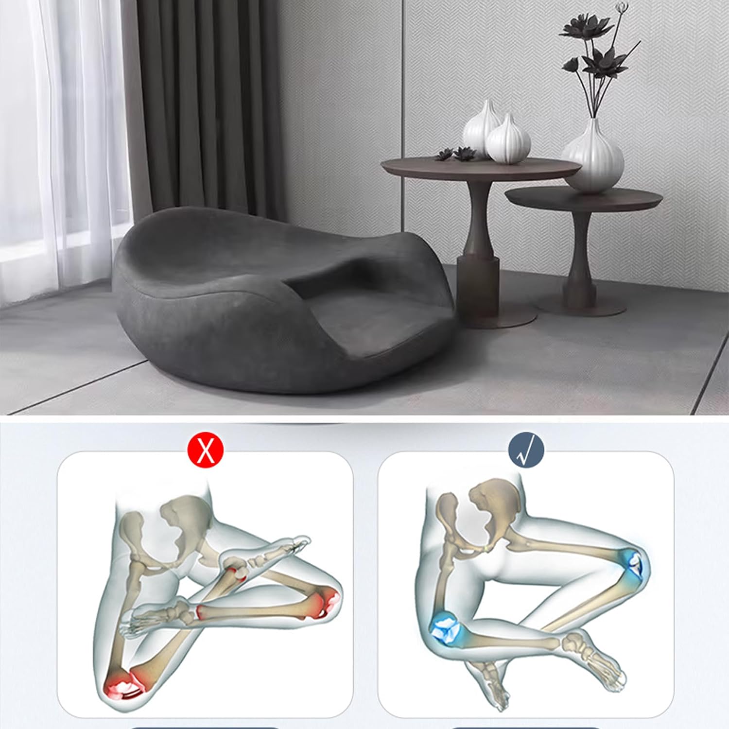 Meditation Cushion, Yoga Practice, Sitting Meditation, Meditation, Worship Cushion, Memory Foam, Sitting for Long Time Without Collapsing, Lazy Cushion, Ergonomic Design, Gray