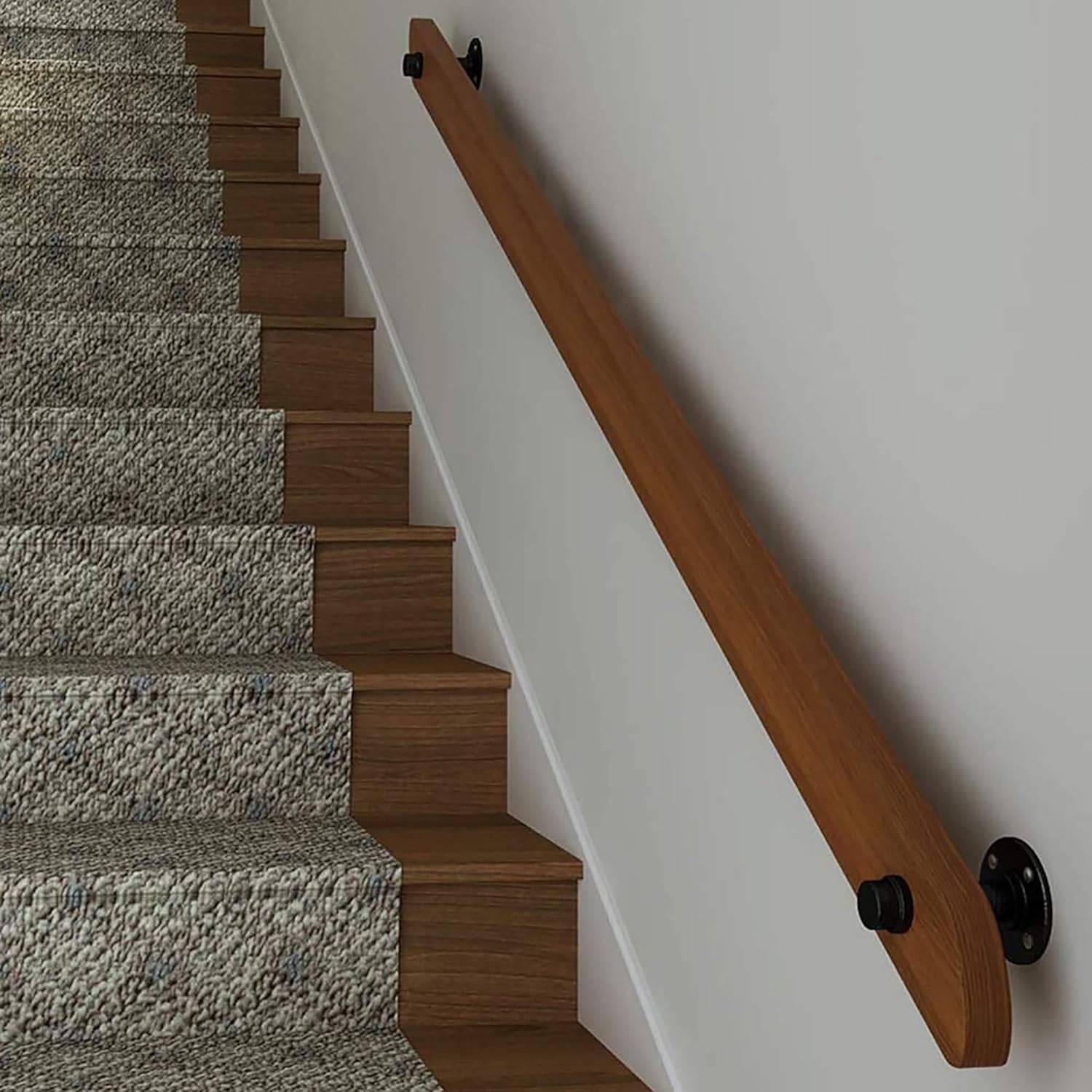 Professional Non-Slip Wooden Staircase Handrails, Wall-Mounted Home Indoor Loft Railings, Corridor Support Rods for The Elderly (1ft-20ft) (Size : 1ft)