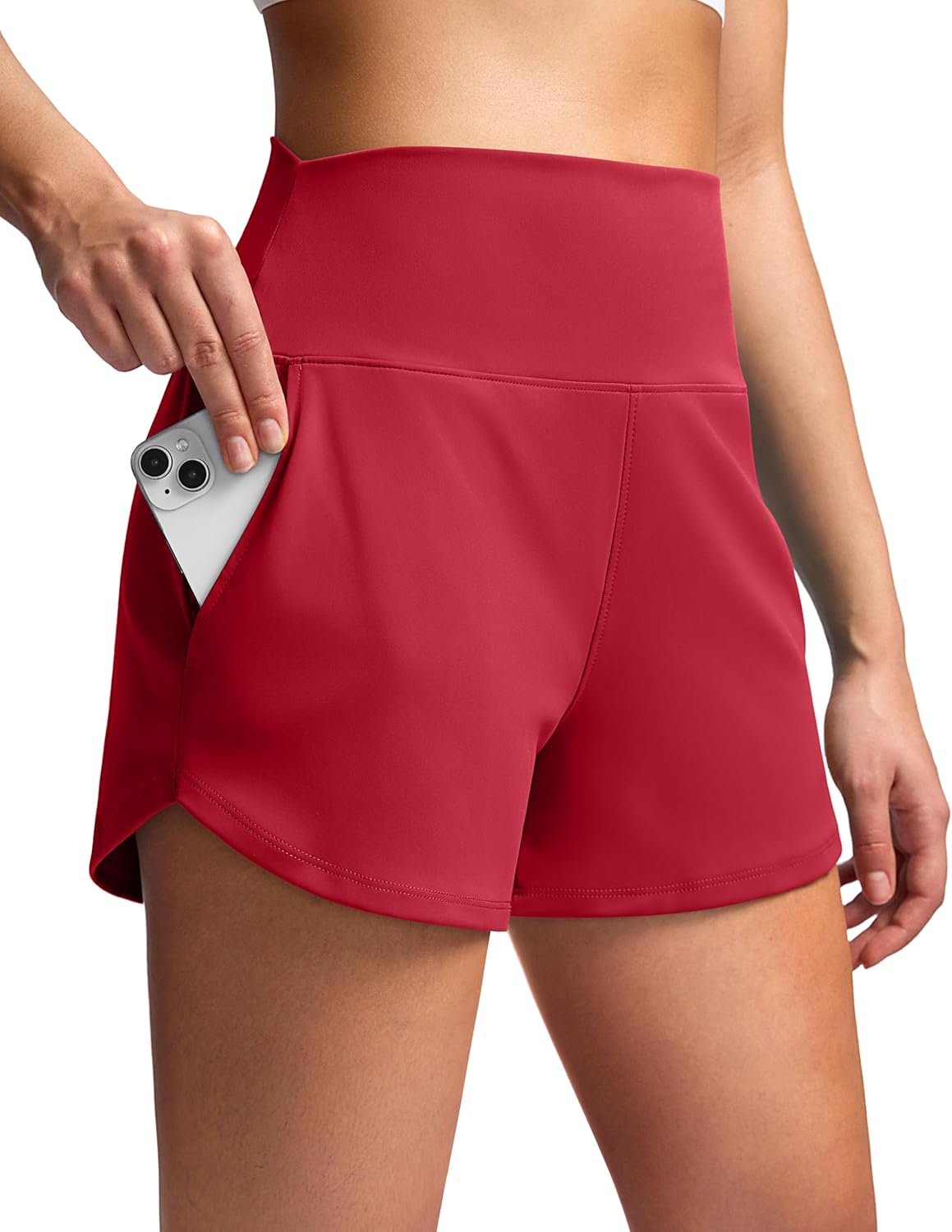 Soothfeel High Waisted Athletic Running Shorts for Women 3.5"/5" Tummy Control Workout Gym Hiking Shorts with Pockets