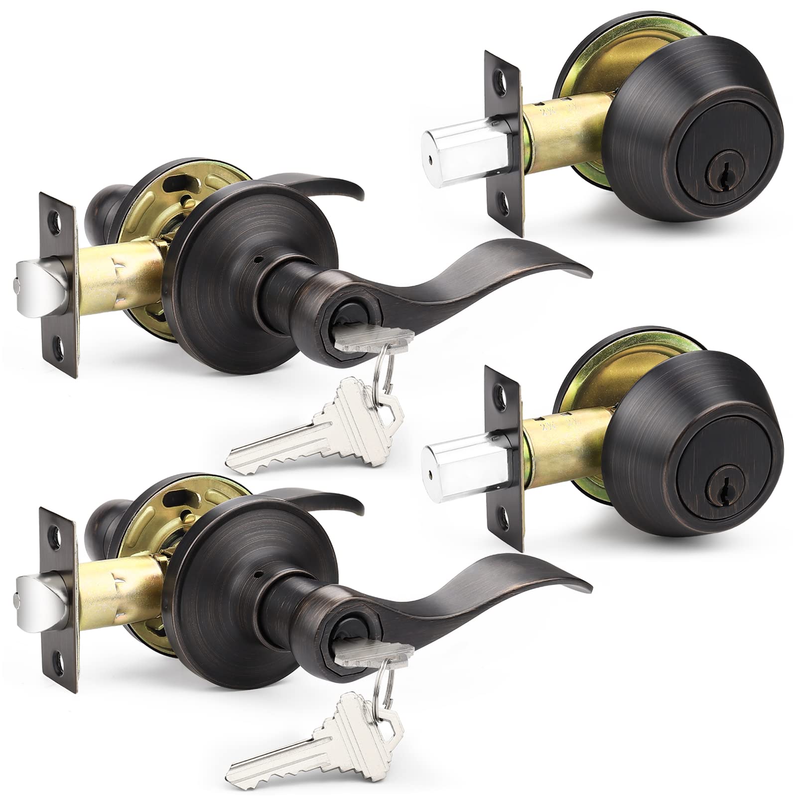 Probrico Door Handle Set - Satin Nickel -10