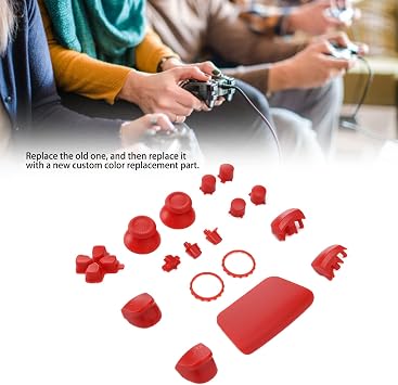 Button Repair Shell, Replacement Button Set Transparent Sensitive Buttons for Gamepad Handle Accessories for Controller(red)