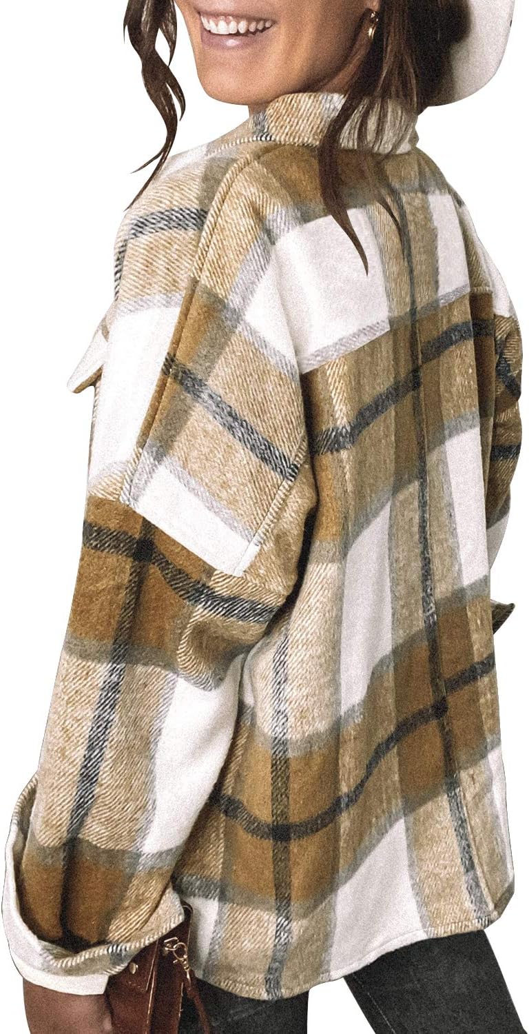 DOROSE Women's Flannel Shirt Long Sleeve Shakets Button Down Thick Plaid Jackets Coats Fall Winter - Image 2