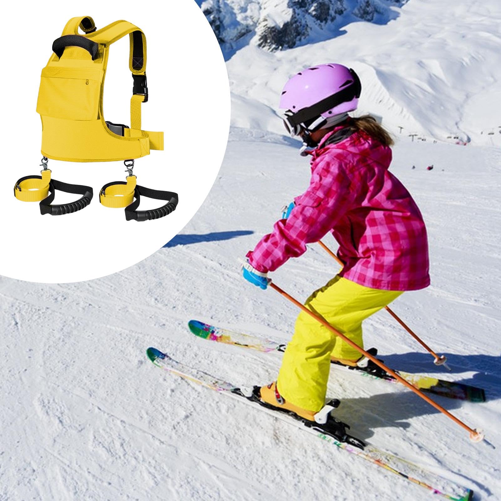 Harnais de Ski avec Poignée de Transport Légère, Sac à Dos et Laisse, Harnais pour Ski et Snowboard