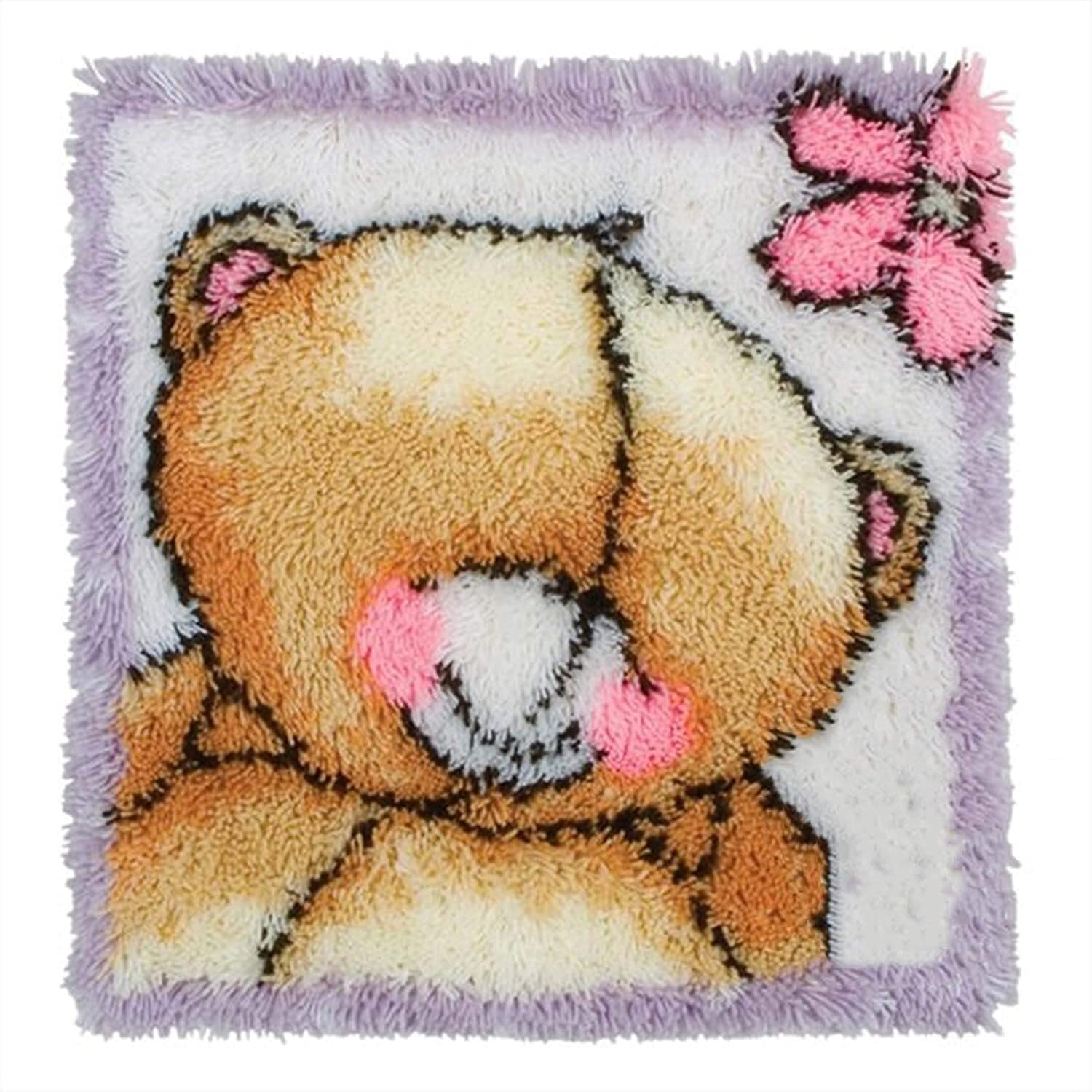 WLYX Cushion Crochet Kits，Latch Hook Rug Kit ，For Kids Adults Unfinished DIY Crochet Yarn Kits With Printed Canvas Pattern (Color : A)