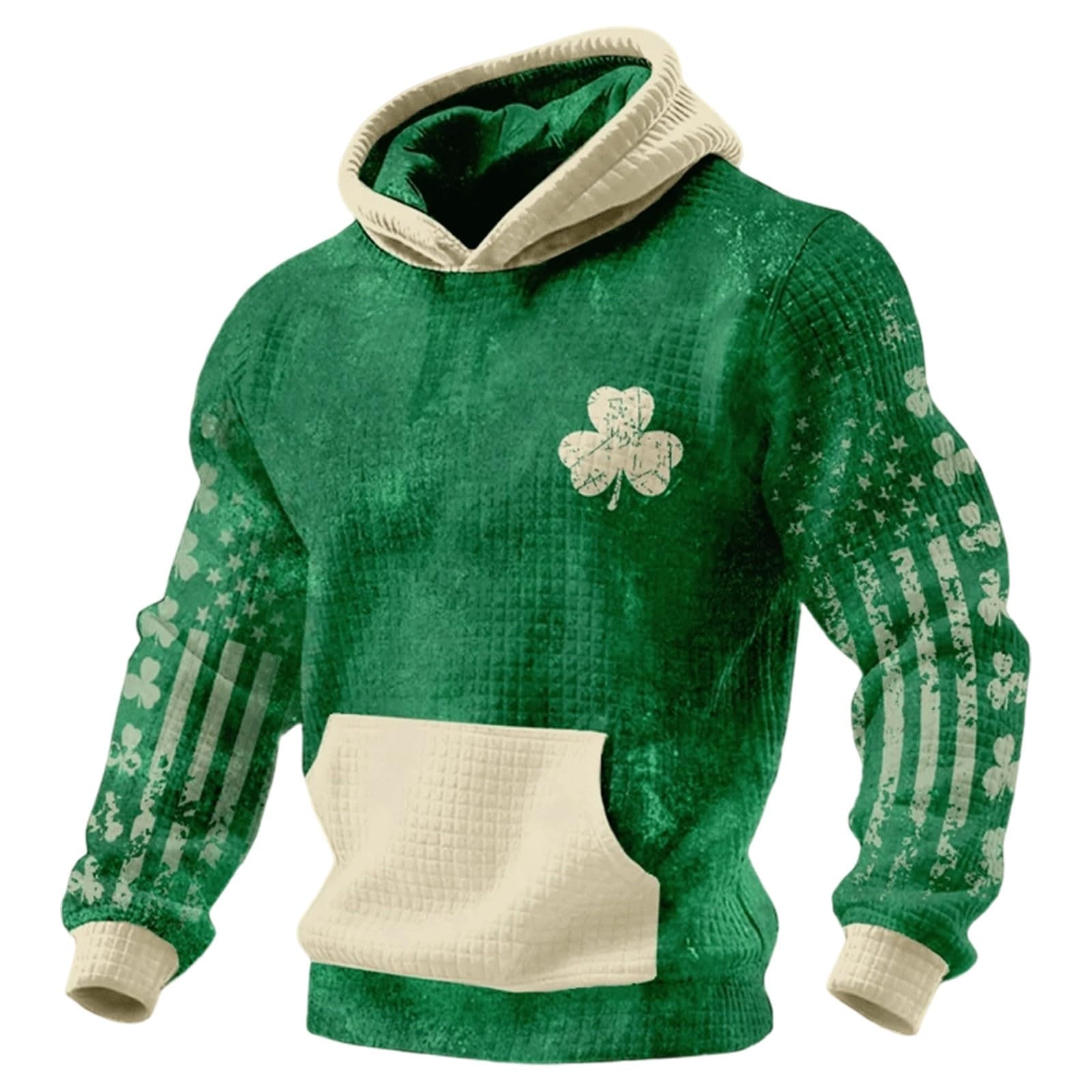 Sweat à capuche en texturée verte WWricotta : le pull idéal contre la grisaille