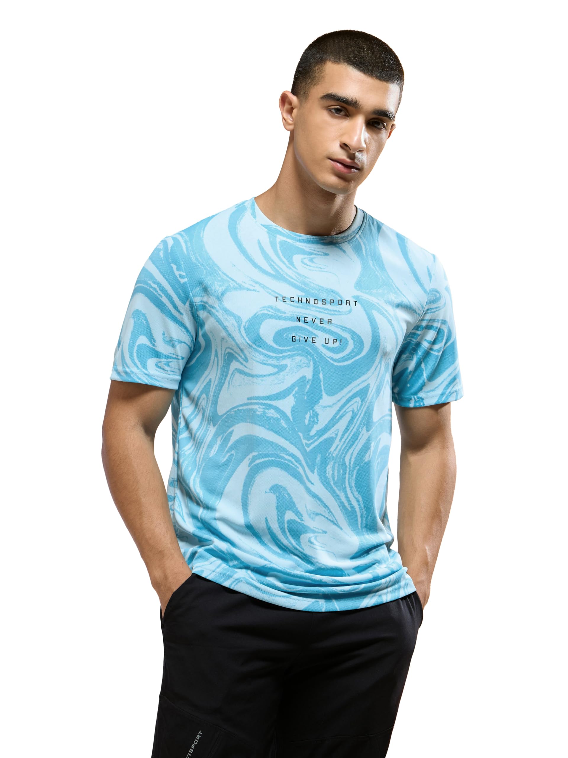 Men's Slim Fit Crew Neck All Over Print T-Shirt with Technocool+, UPF50+ for Gym, Sports & Regular Use-image-18