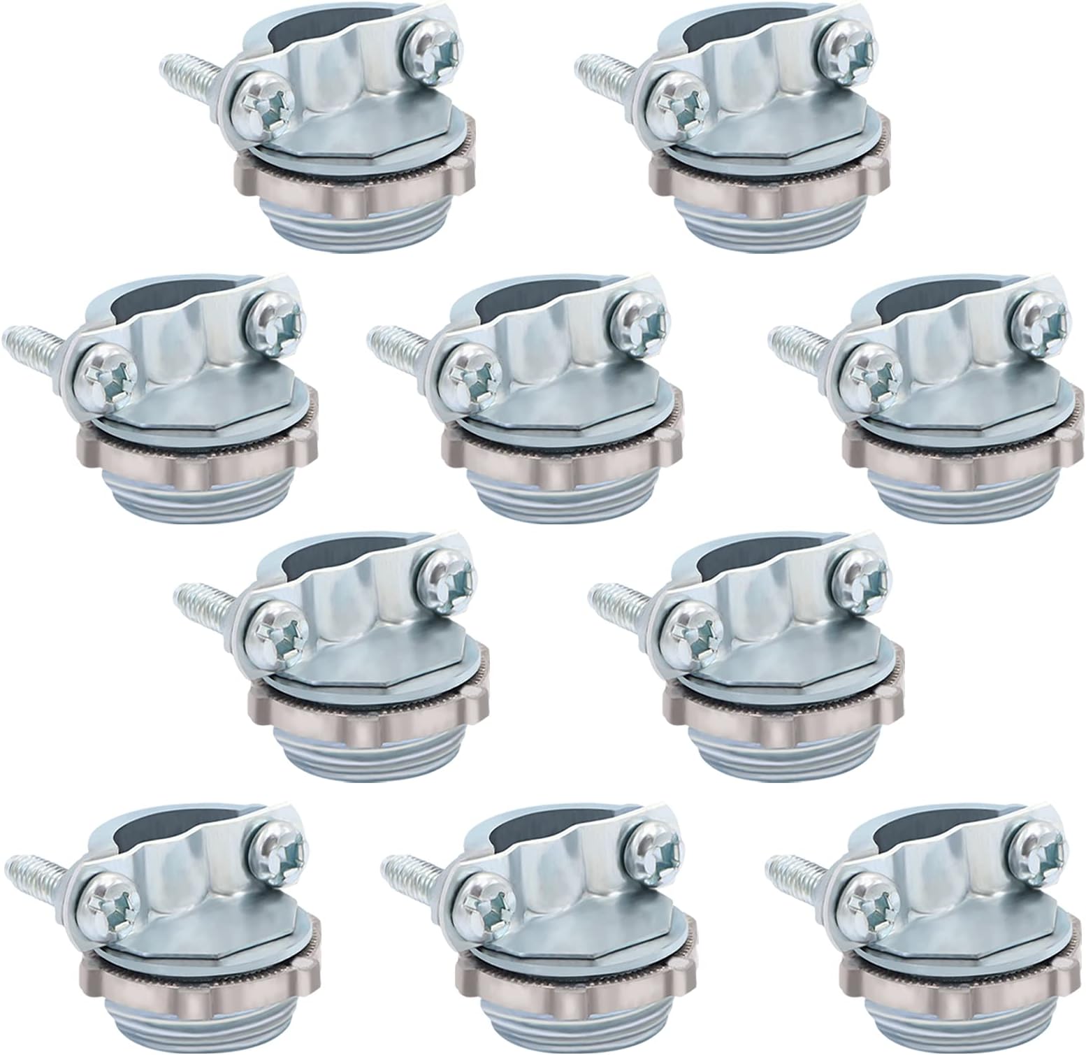 10Pack 3/4 Inch Connector Cable Connector Clamp Cable Connector for Metallic Conduit Protect Cables Silver