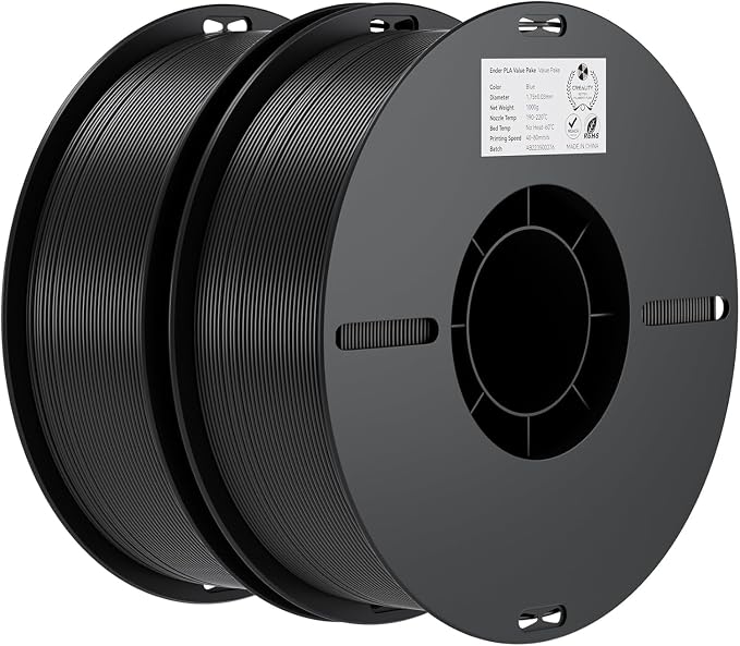 Creality Ender PLA Filament 1.75mm 2x 1kg 2er Set Spule 3D Drucker FDM Schwarz
