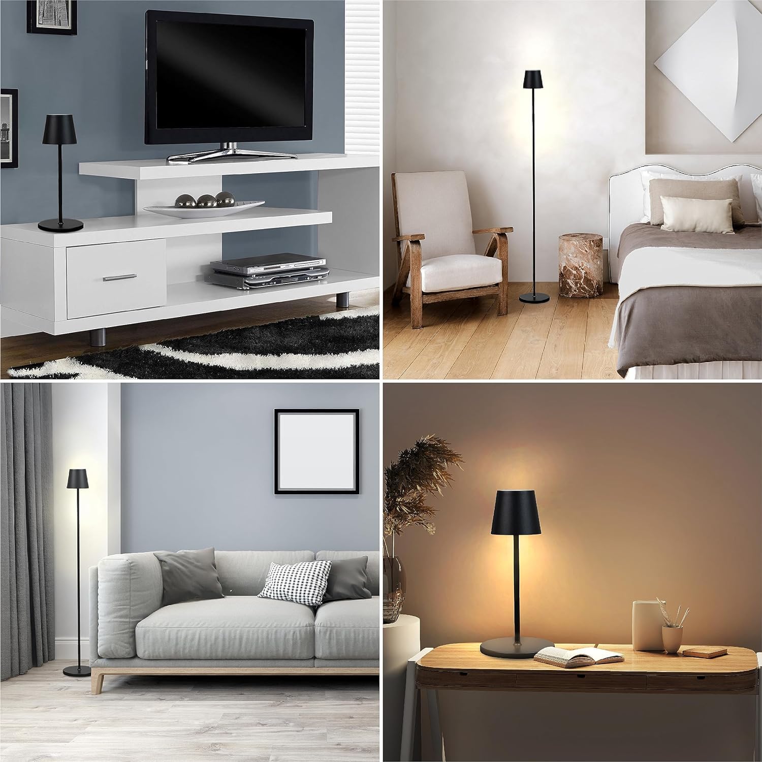 BestLuz Stehleuchte LED Dimmbar für Außenbereich, Kabellos Wiederaufladbare Batteriebetriebene Standleuchte, 132 CM 5 x Höhenverstellbare Stehlampe, Wasserdicht, Tischlampe, Wohnzimmer, Schlafzimmer