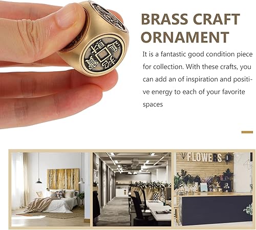 Miniatura 3 de Adorno de escritorio de seis caras de latón artesanal con acabado luminoso para decoración del hogar coleccionables y entusiastas del arte únicos