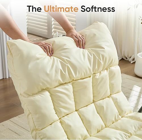 Miniatura 8 de PUREMIND Mecedora para guardería, silla mecedora tapizada de lino con patas de madera maciza, mecedora decorativa con bolsillos laterales, sillón