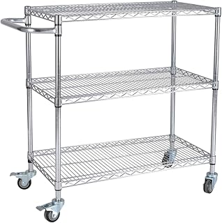 3 Tier Laboratory Trolley Dismantling Rolling Trolley Chain Clip Design Storage Trolley Trolley with Armrests and Wheels Foot Adjuster Design 250kg Load Capacity