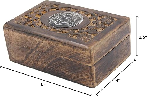 Miniatura 6 de Caja de almacenamiento de madera tallada a mano para joyería de chakras (sacro)