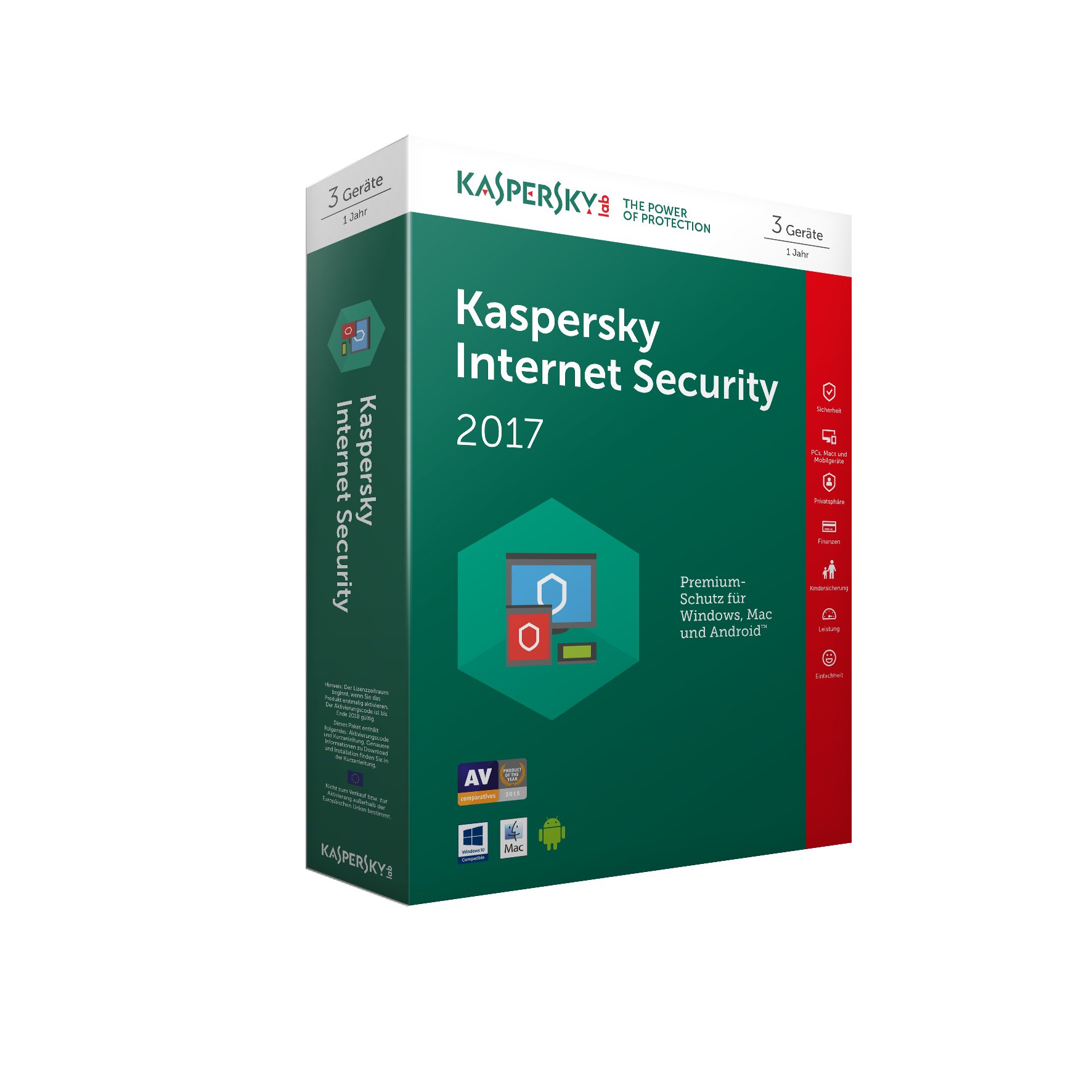 Kaspersky Internet Security 2017 | 3 Geräte | 1 Jahr | PC/Mac/Android | Download