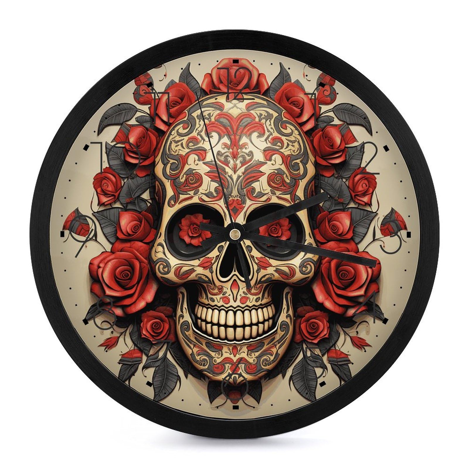 Horloge murale silencieuse tête de mort pour stopper le bruit du tic-tac