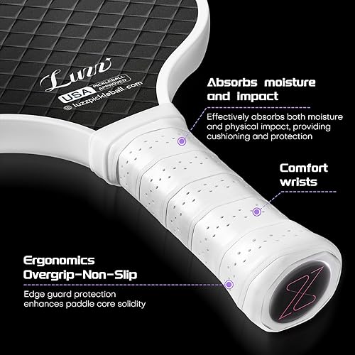 Miniatura 3 de LUZZ Pickle Juego de 2 palas de bola de fibra de carbono T700, superficie arenada con núcleo de panal para principiantes, mayor control de