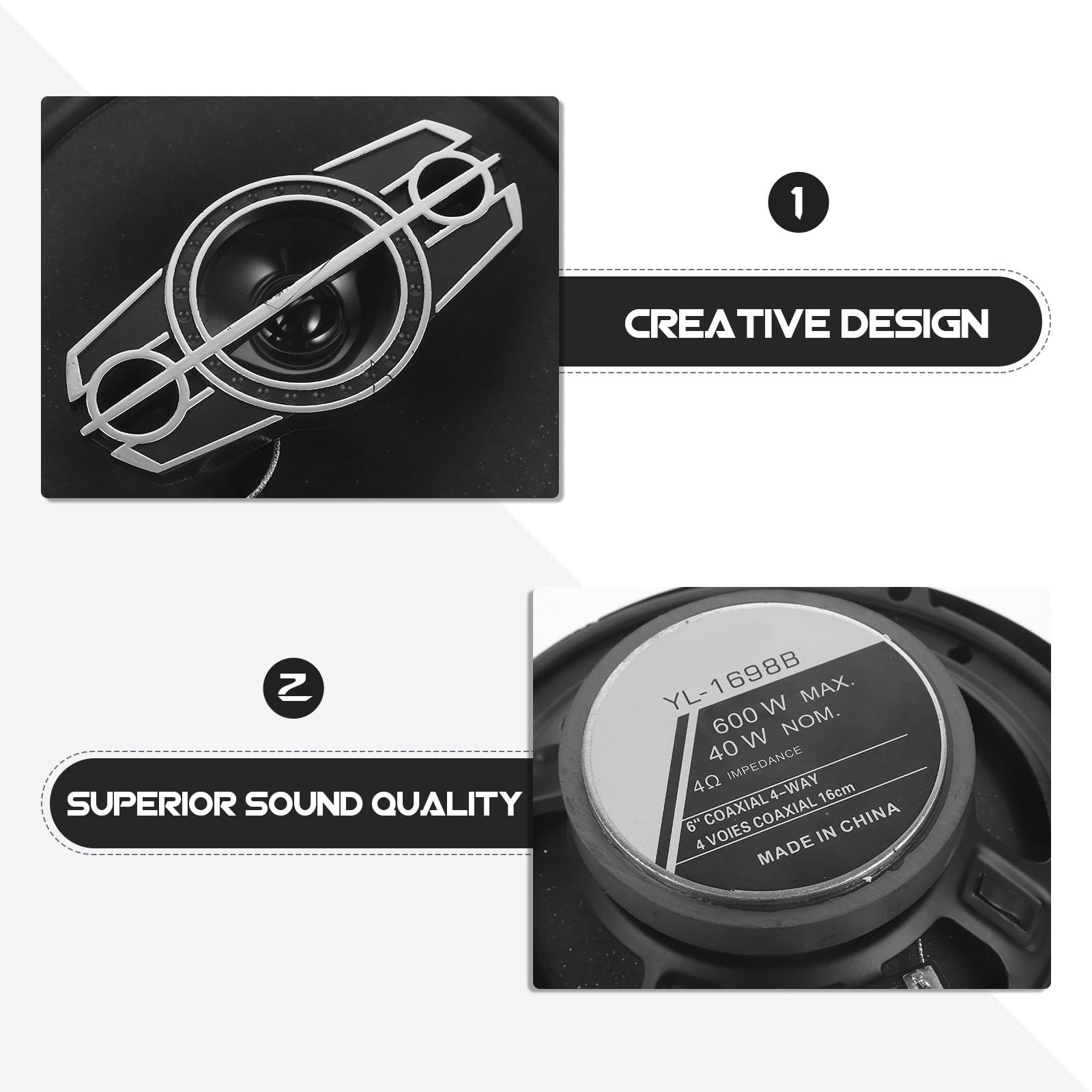 Sewroro Altavoz Redondo Coaxial de 6 Pulgadas para Coche 4 Ohmios