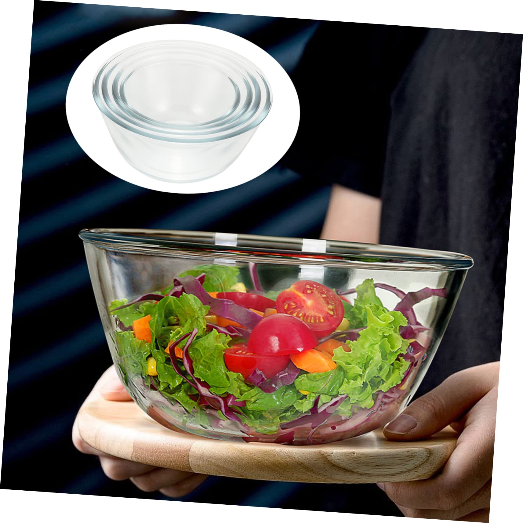 4 Stück Glas Schüssel 500ml-1600ml Mikrowellengeeignet und Kältebeständig Transparente Salatschüsseln für Küche und Speisenzubereitung