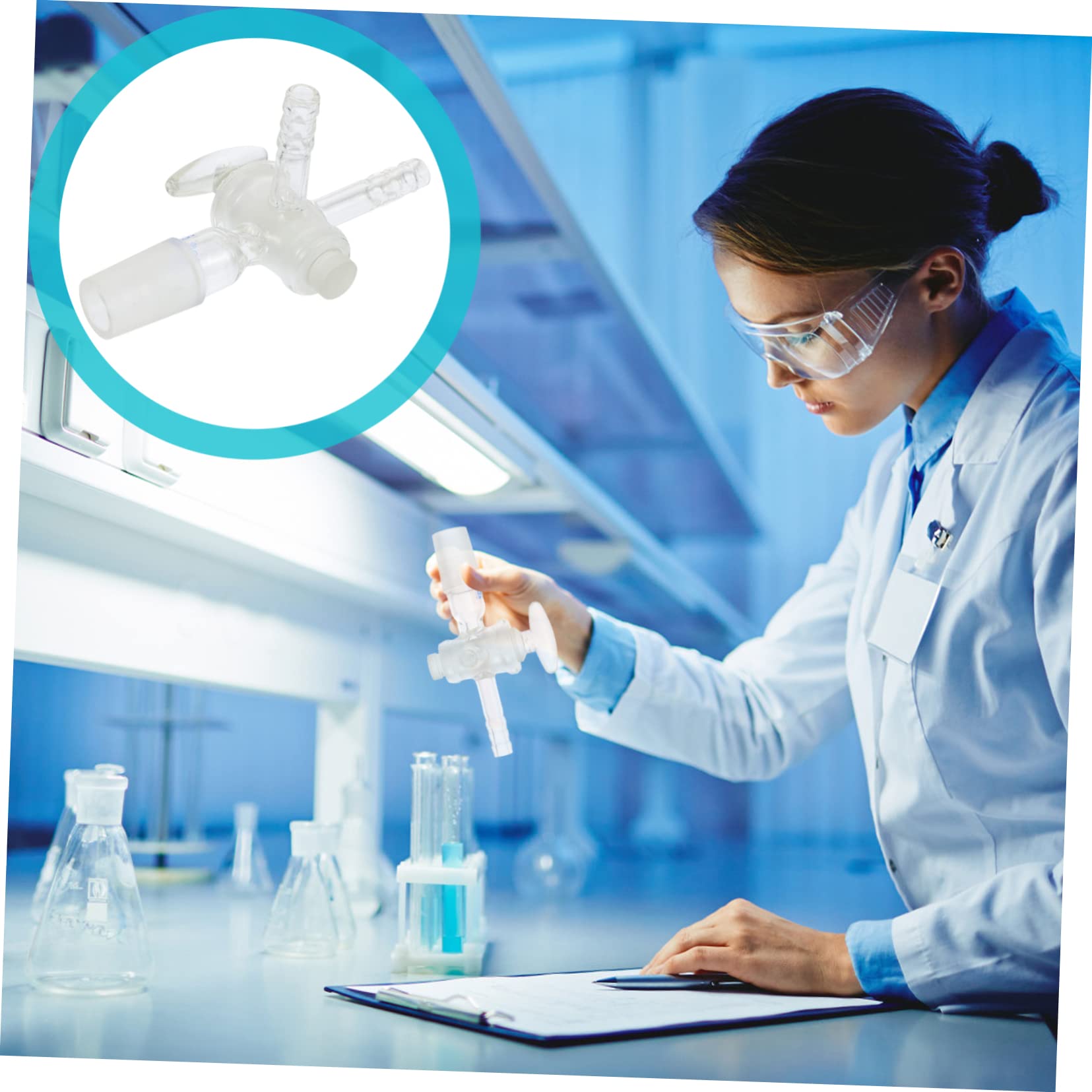 Cabilock 2 Piezas Pistón de Vidrio Trifásico de Laboratorio con Simple y Práctico Experimentos Científicos y Enseñanza