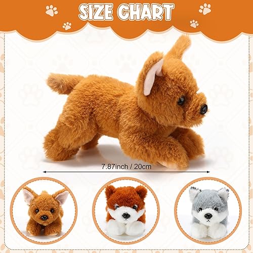 Miniatura 2 de Skylety 3 piezas de 7.87 pulgadas de peluche para perro, juguete de felpa suave para mascotas, juego de cachorros para cachorros, recuerdos de