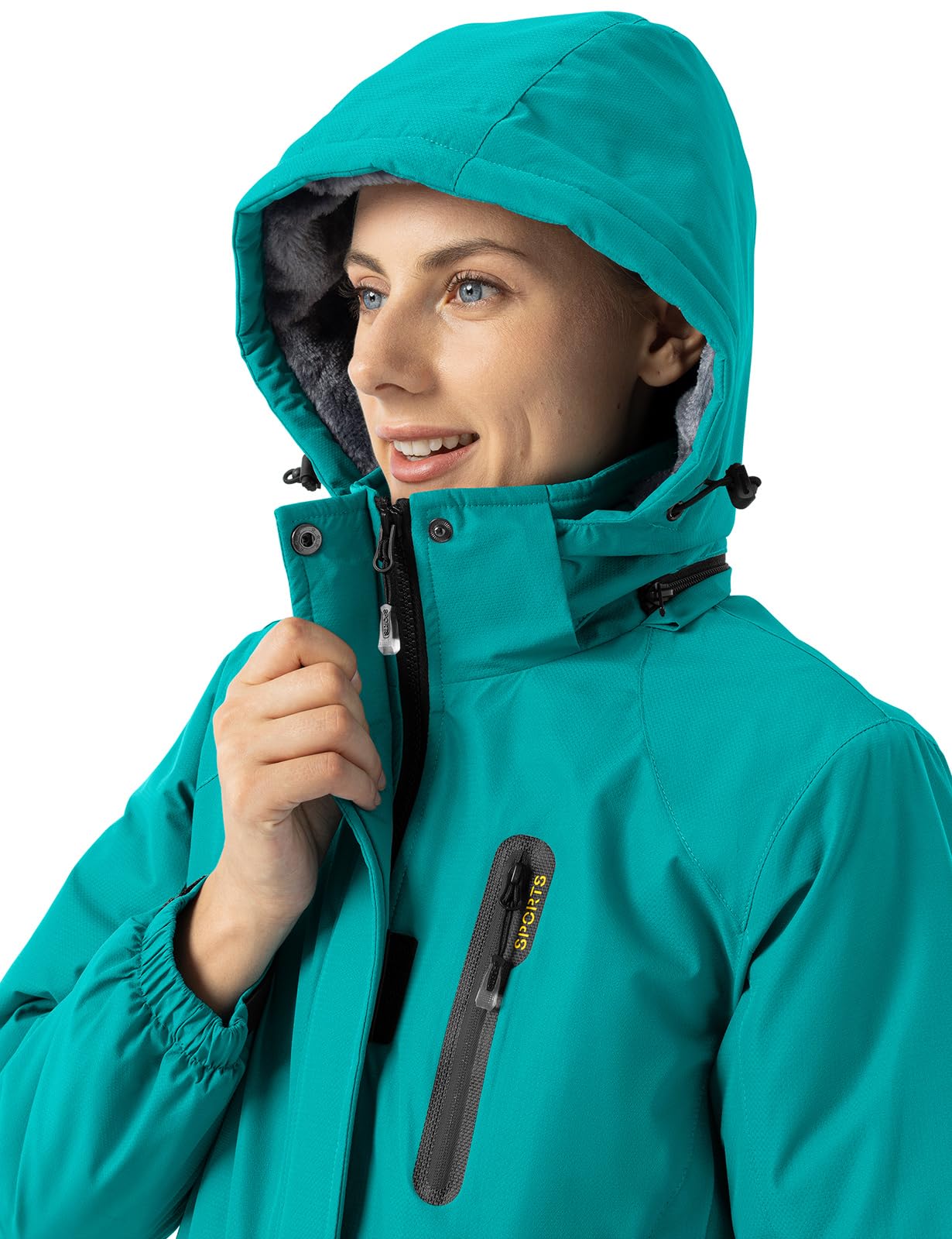 donhobo Damen Outdoor Winterjacke Winddichte Wasserdicht Softshell Jacke Warm Fleece Skijacke Funktionsjacke mit Abnehmbarer Kapuze