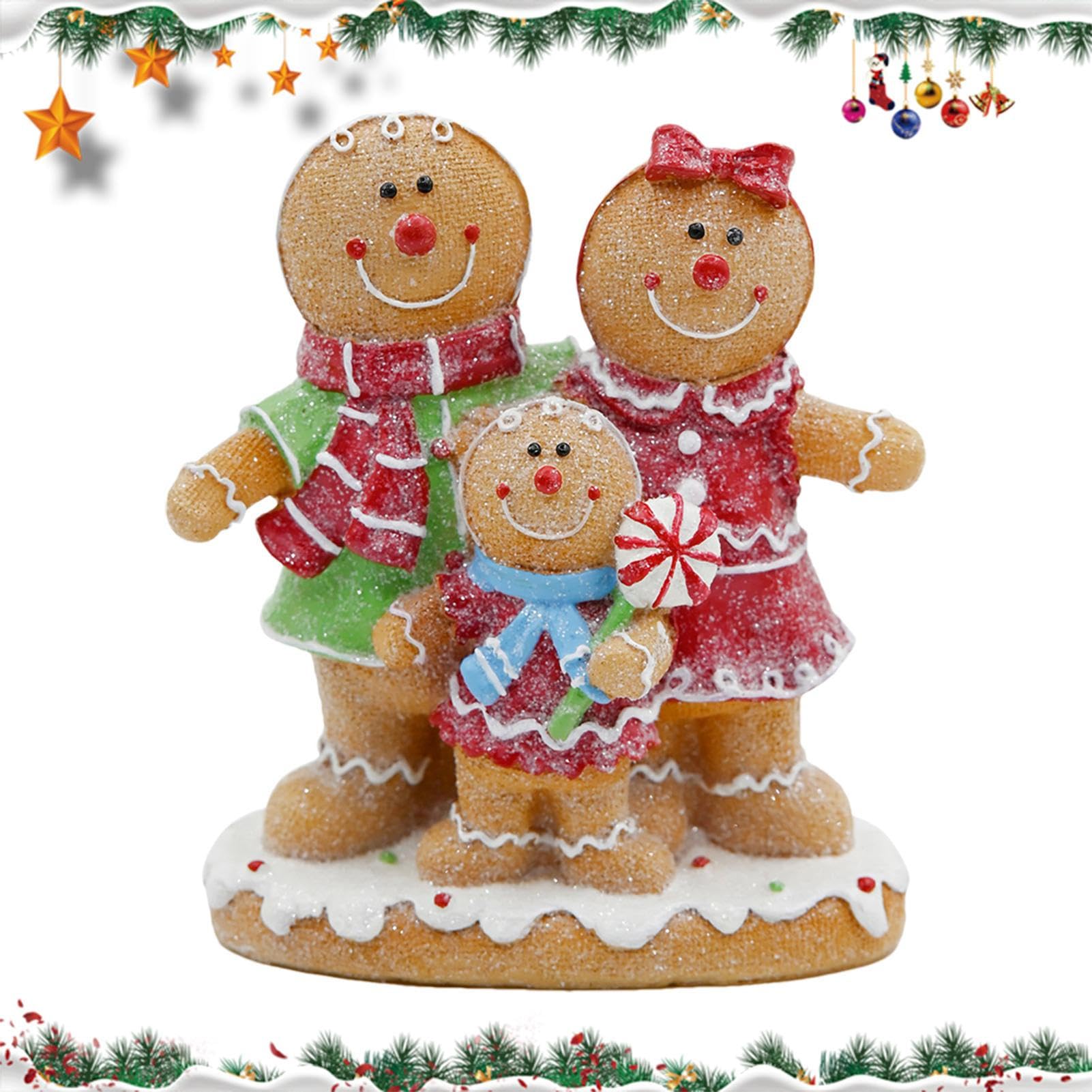 Figurines en pain d'épices de Noël pour décorer une table de chevet ou une chambre d'enfant