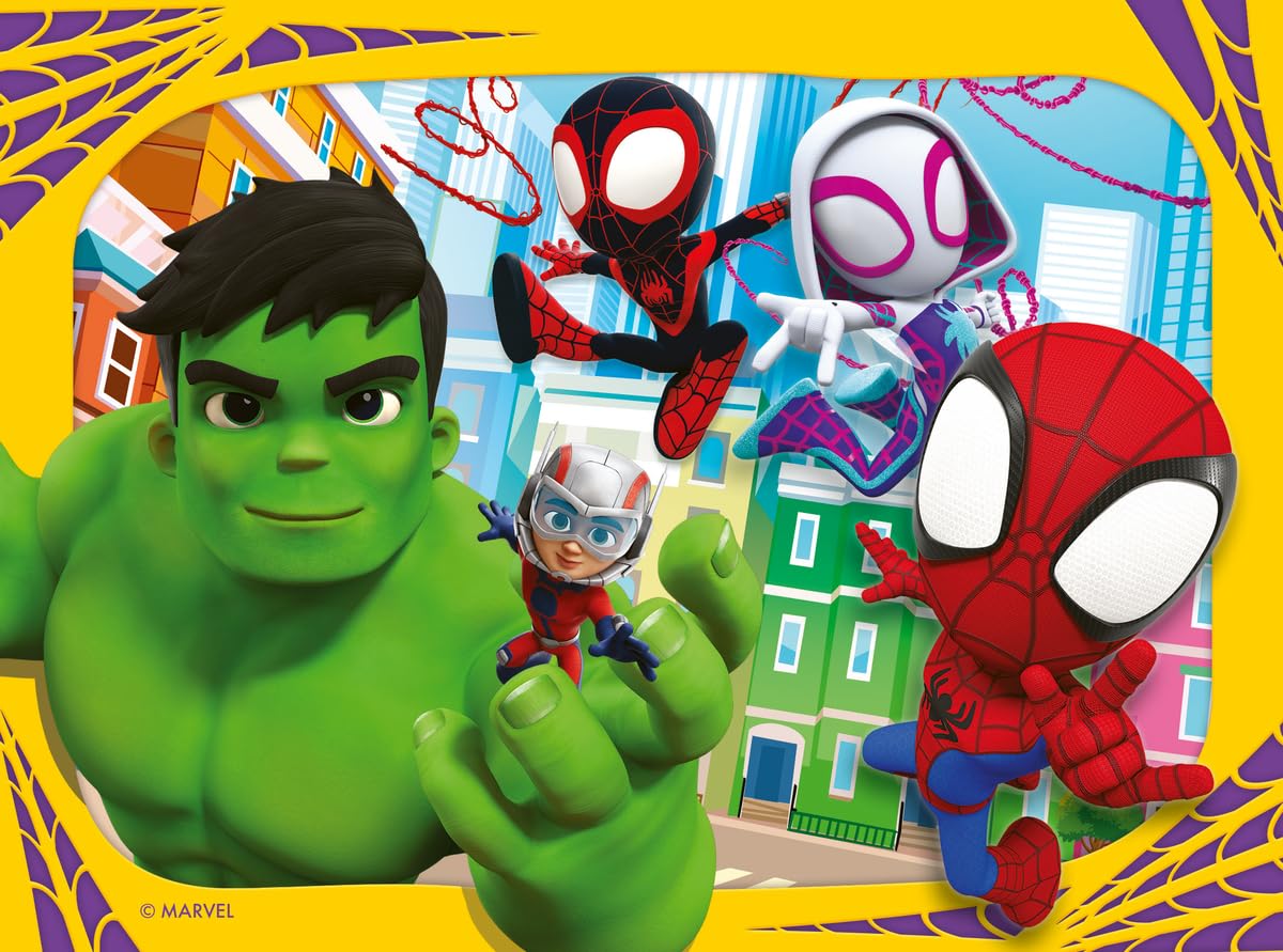 Ravensburger - Puzzle Marvel Spidey Amazing Friends, Collezione 4 in a Box, Idea Regalo per Bambini 3+ Anni, Gioco Educativo e Stimolante, 4 Puzzle 12-16-20-24 Pezzi, 19x14 cm