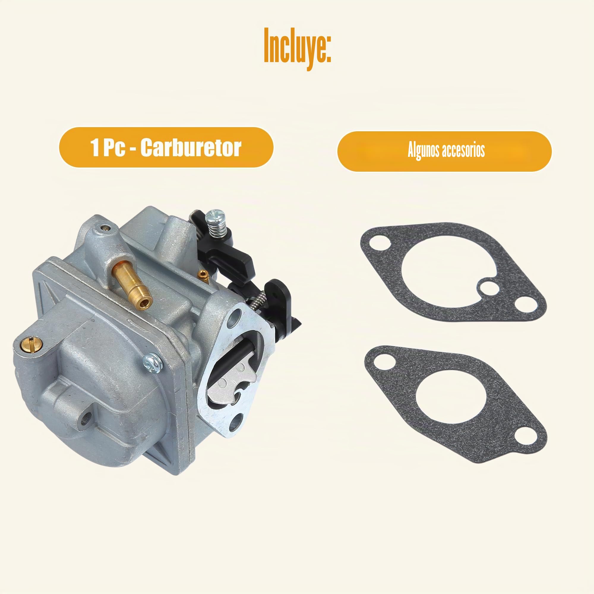 A ABSOPRO Barco Motor Carburador Kit Para Tohatsu 3.5-6Hp 1 Juego | Material Metal Y Plastico, Color Negro/Plateado, Tamano 9.3X7.1X6Cm, Para Mercury Hyfong 4T Mfs4-5 Nfs4-5, 1 Bujia, 2 Juntas