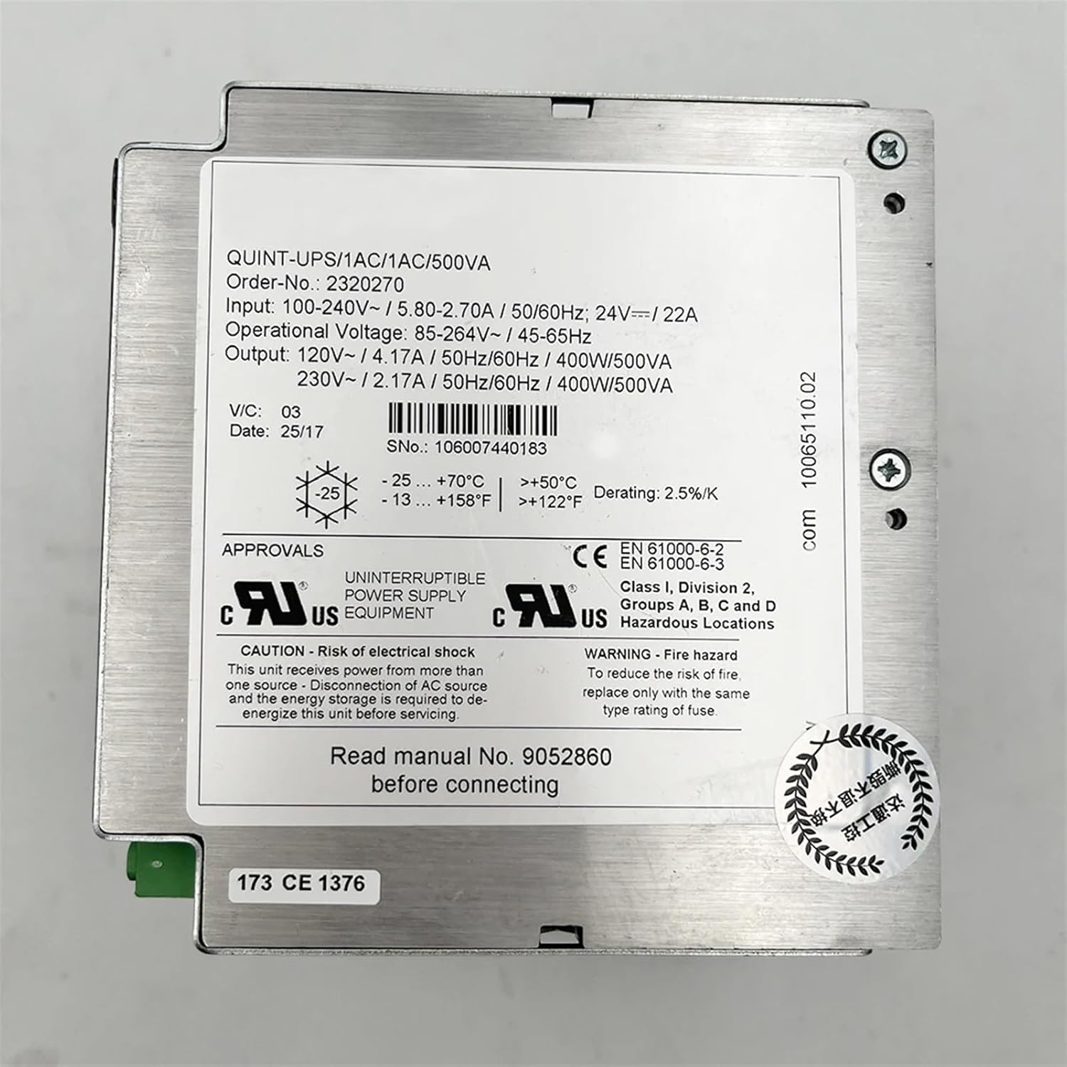 1PCS 2320270 QUINT-UPS/1AC/1AC/500VA 24V 400W For Power Supply
