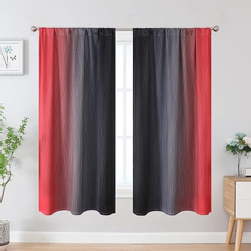 Miniatura 2 de Estelar Textiler Cortinas opacas beige y blanco para dormitorio, cortinas degradadas de dos tonos con bloqueo de luz con patrón de línea ondulada,