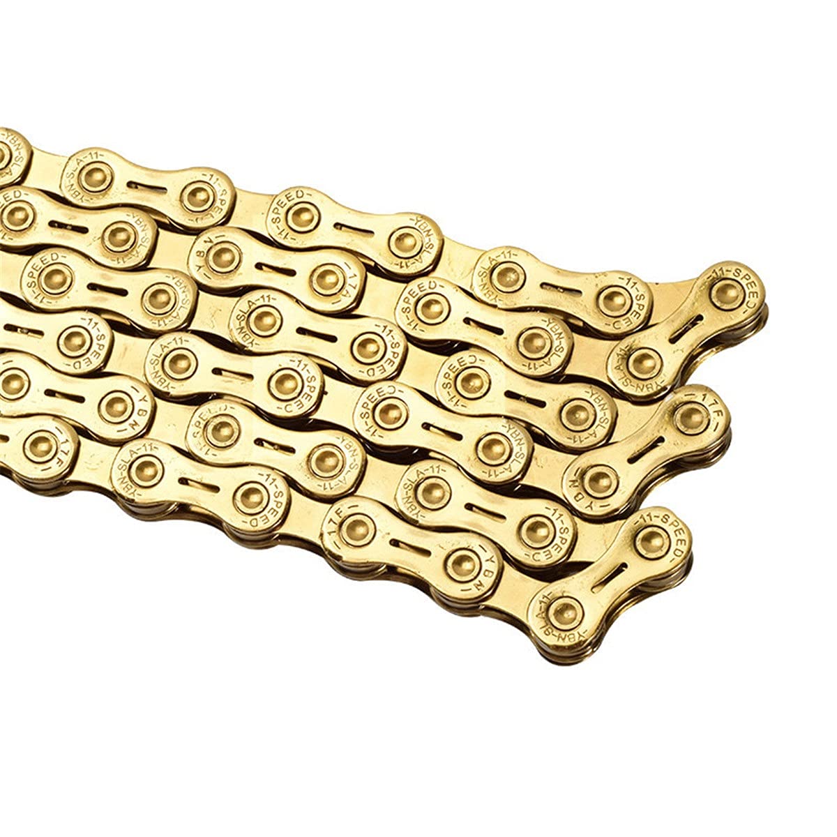 BATLAM Chaînes de vélo 10/11 Vitesses 116 maillons Chaîne de dérailleur de vélo en Acier pour la Plupart des vélos pour la Plupart des vélos (Color : Gold, Size : 11S) (Gold 10S)