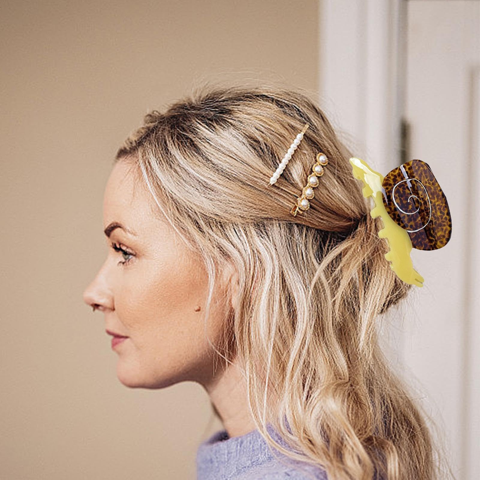 Amazon.co.jp: ひまわりヘア爪クリップ、髪用カタツムリ爪クリップ 
