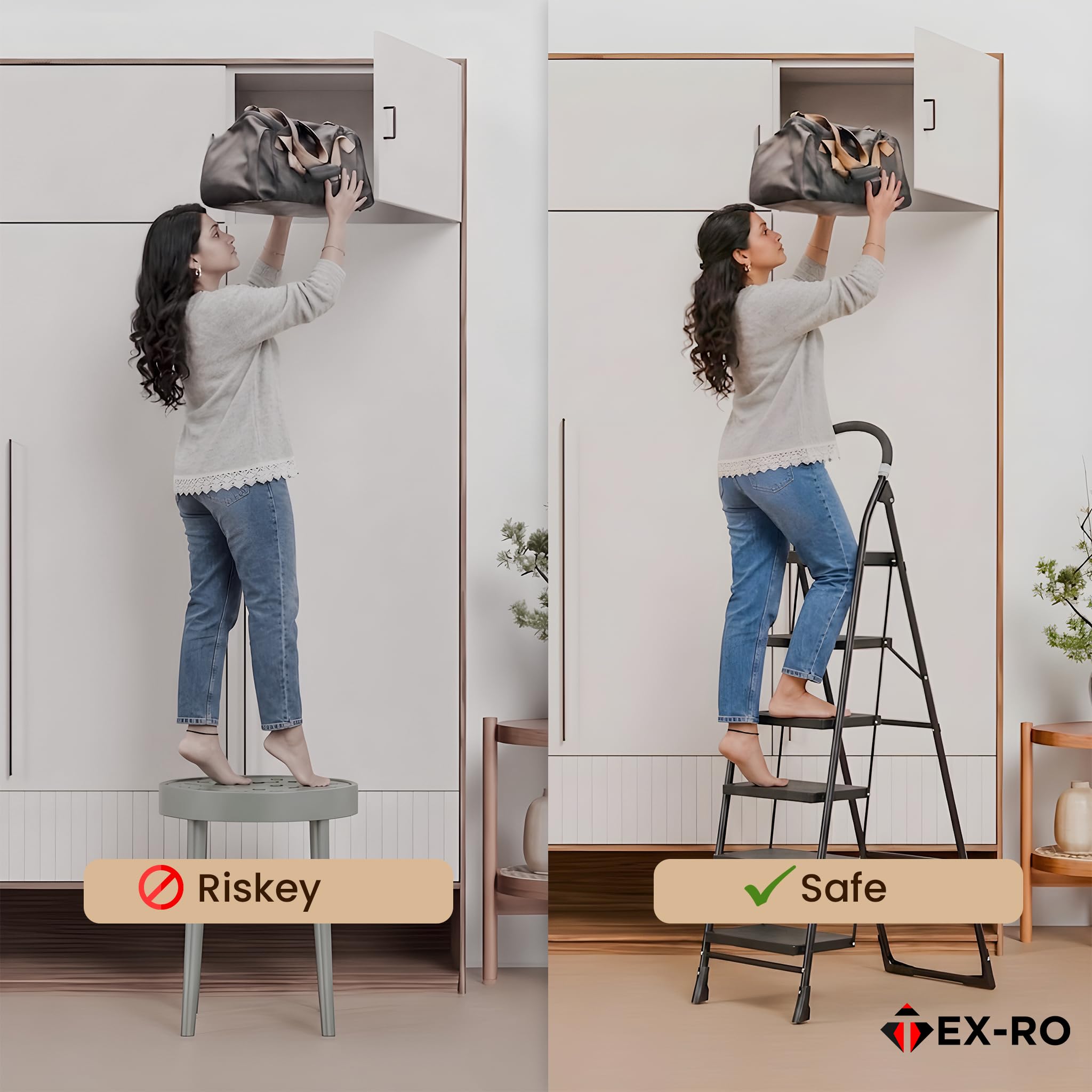 TEX-RO Foldable Ladder - Heavy Duty & Safe -7