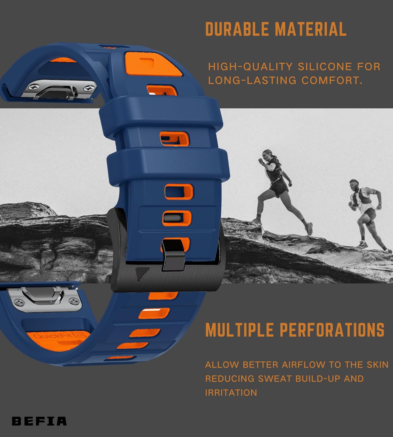 26mm Watch Band for Garmin Fenix 8 51mm 5x 6x pro 7x pro sapphire solar, quickfit 26 watch bands for Garmin enduro tactix delta rubber - Image 6