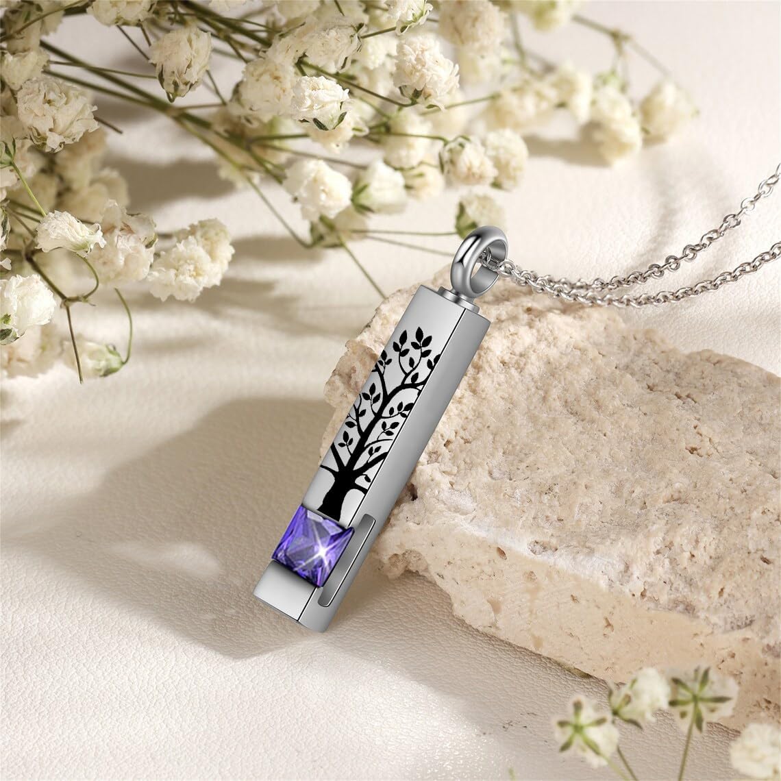 RIPFEVURN Small Mini Urns for Human Ashes Keepsake Adult Female Male Tree of Life Cremation Jewelry Urn Necklaces for Ashes for Women Men Set of 6(Purple)