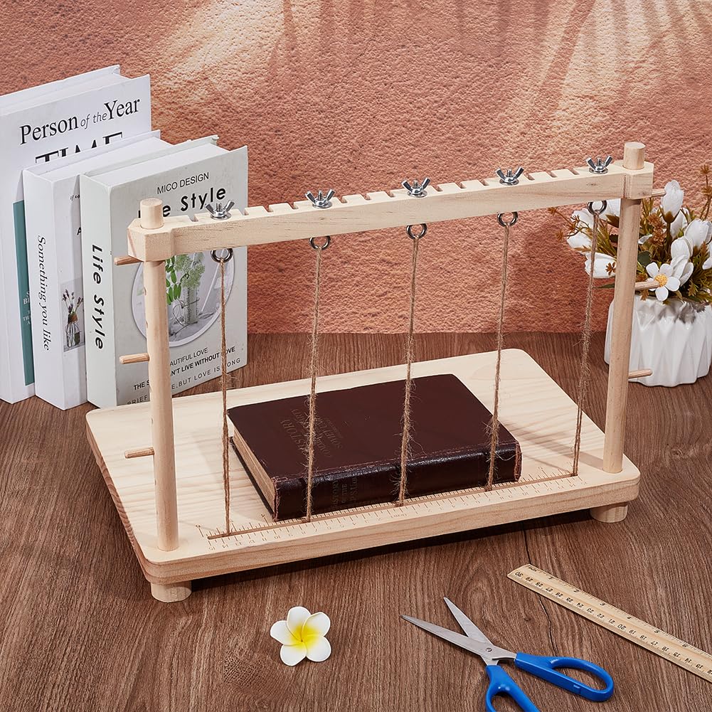 BENECREAT Set di Telai per Cucito e Rilegatura In Legno, Telaio per Rilegatura Libri, Forniture per Rilegatura A Mano di Libri Fatti A Mano, Fai Da Te, 40x25x32cm